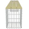 vidaXL Banco de gaviones acero galvanizado y madera de pino 180 cm