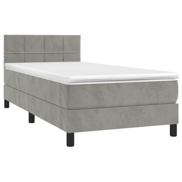 vidaXL Cama box spring con colch&oacute;n terciopelo gris claro 100x200 cm