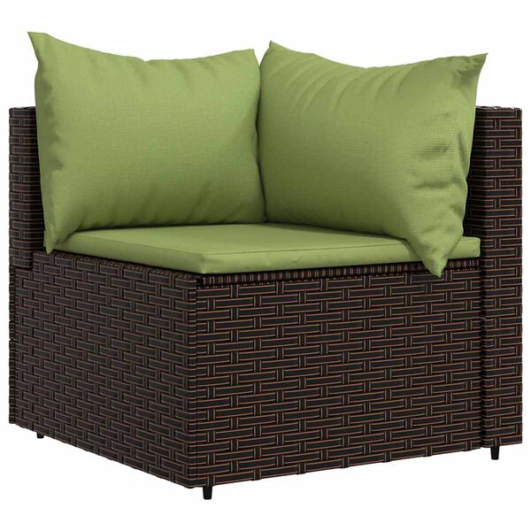 vidaXL Set muebles de jard&iacute;n 4 piezas y cojines rat&aacute;n sint&eacute;tico marr&oacute;n