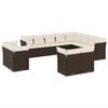 vidaXL Set de sof&aacute;s de jard&iacute;n y cojines 12 pzas rat&aacute;n sint&eacute;tico marr&oacute;n
