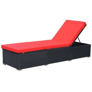 vidaXL Tumbona con coj&iacute;n rat&aacute;n sint&eacute;tico negro