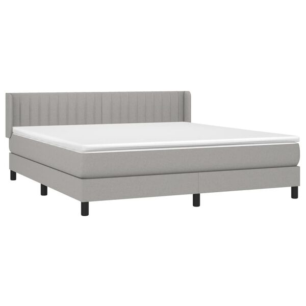 vidaXL Cama box spring con colch&oacute;n tela gris claro 160x200 cm