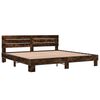 vidaXL Estructura cama madera ingenier&iacute;a metal roble ahumado 200x200cm