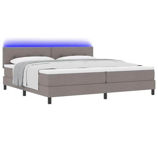 vidaXL Cama tipo Box Spring con colch&oacute;n Taup&eacute; 200 x 200 cm tela