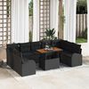 vidaXL Conjunto de sof&aacute; de jard&iacute;n 10 pcs Negro Polirat&aacute;n