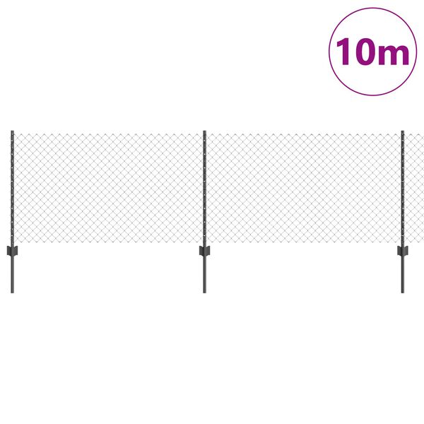 vidaXL Valla con Poste Gris 0,8 x 10 m Acero y PVC