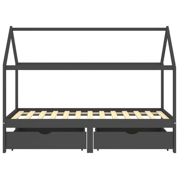 vidaXL Estructura de cama infantil y cajones madera pino gris 90x200cm