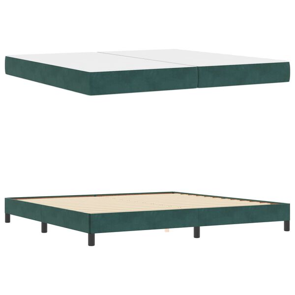 vidaXL Cama tipo Box Spring con colch&oacute;n Verde oscuro 200 x 200 cm tela