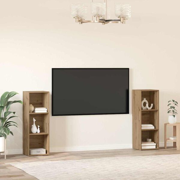 vidaXL Conjunto de mueble de TV 2 pcs Roble artesanal 107 x 35 x 37 cm