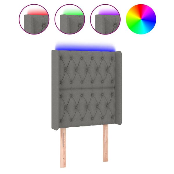vidaXL Cabecero con LED de tela gris oscuro 83x16x118/128 cm