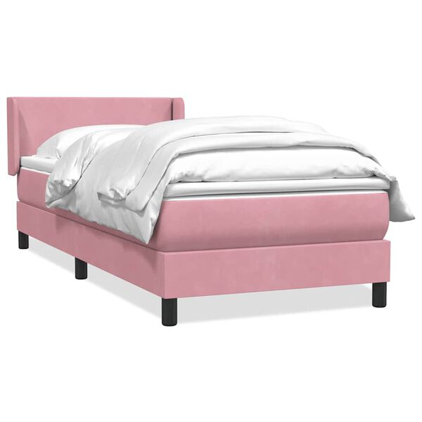 vidaXL Cama box spring con colch&oacute;n terciopelo rosa 90x220 cm