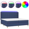 vidaXL Cama box spring colch&oacute;n y luces LED tela azul 200x200 cm
