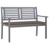 vidaXL Banco de jard&iacute;n 2 plazas madera eucalipto gris y coj&iacute;n 120 cm