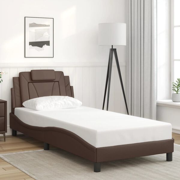 vidaXL Estructura de cama Viana con LED sin colch&oacute;n marr&oacute;n 80x200 cm