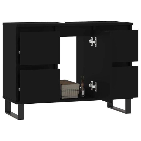 vidaXL Mueble de ba&ntilde;o madera de ingenier&iacute;a negro 80x33x60 cm