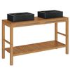 vidaXL Mueble tocador madera teca maciza con lavabos de m&aacute;rmol negro