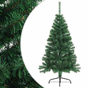 vidaXL Medio &aacute;rbol de Navidad artificial con soporte PVC verde 150 cm