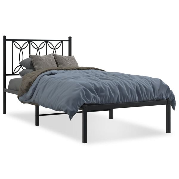 vidaXL Estructura cama sin colchón con cabecero metal negro 75x190 cm