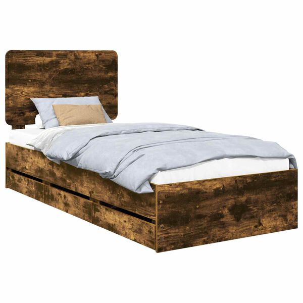 vidaXL Estructura de cama Roble ahumado 75 x 190 cm Madera Ingenieril
