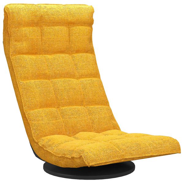 vidaXL Silla de suelo giratoria de tela amarillo mostaza
