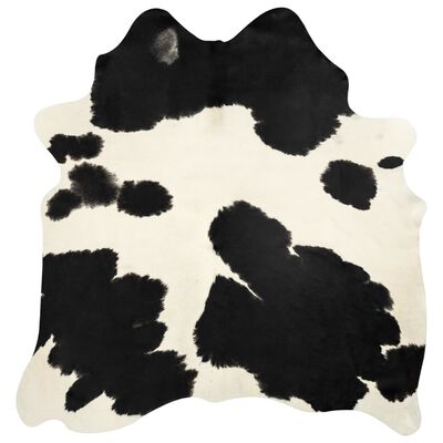 vidaXL Alfombra de piel de vaca real negro y blanco 150x170 cm