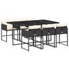 vidaXL Set de comedor de jard&iacute;n 7 pzas y cojines rat&aacute;n sint&eacute;tico negro
