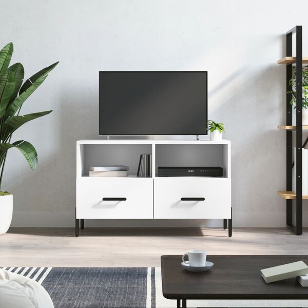 vidaXL Mueble para TV madera contrachapada blanco 80x36x50 cm