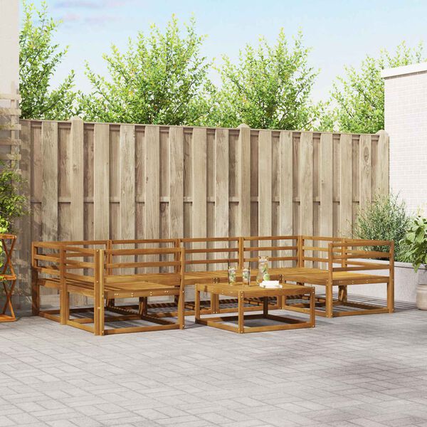 vidaXL Conjunto de sof&aacute;s de exterior 7 pcs Natural