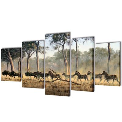 Set decorativo de lienzos para la pared modelo cebras, 100 x 50 cm