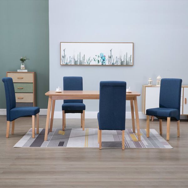 vidaXL Sillas de comedor 4 unidades tela azul