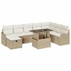 vidaXL Conjunto de sof&aacute; de jard&iacute;n 9 uds. Beige rat&aacute;n sint&eacute;tico