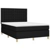 vidaXL Cama box spring colch&oacute;n y luces LED tela negro 140x200 cm