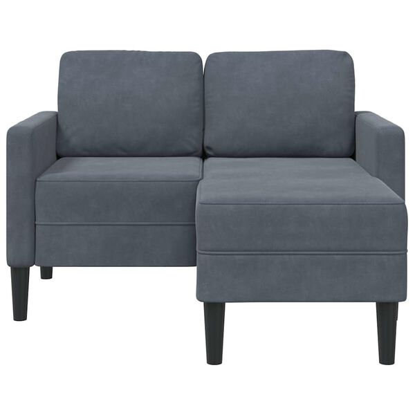 vidaXL Sof&aacute; de 2 plazas con chaise longue en forma L gris oscuro 125cm