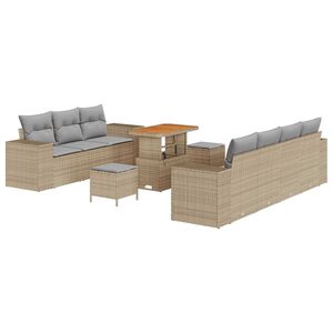vidaXL Conjunto de sof&aacute; de jard&iacute;n 10 uds. 9 plaza Beige y Gris Claro