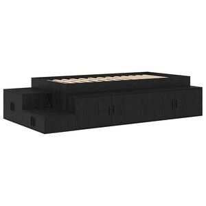 vidaXL Cama con almacenamiento Roble Negro 100 cm Madera contrachapada