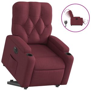 vidaXL Sill&oacute;n el&eacute;ctrico reclinable elevable de tela rojo tinto
