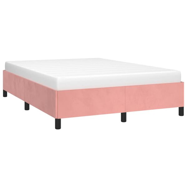 vidaXL Estructura de cama sin colch&oacute;n terciopelo rosa 140x190 cm