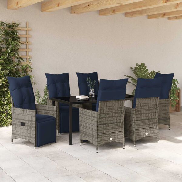 vidaXL Conjunto de Comedor de Jardín 7 pcs Gris ratán sintético