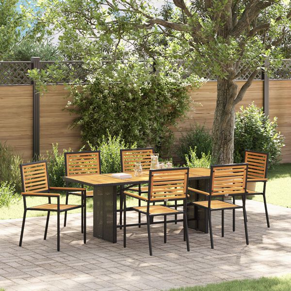 vidaXL Conjunto de Comedor de Jard&iacute;n 7 pcs Negro y Marr&oacute;n