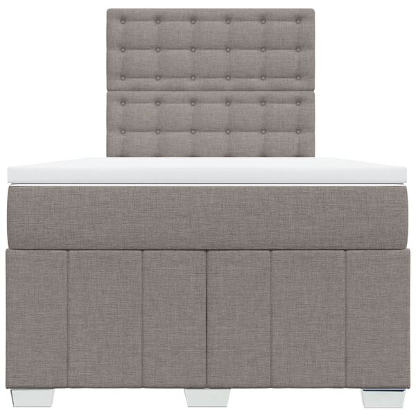 vidaXL Cama box spring con colch&oacute;n tela gris taupe 120x200 cm