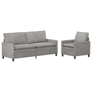 vidaXL Juego de Sof&aacute; 2 uds. Gris Claro Terciopelo