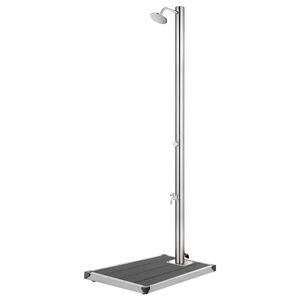 vidaXL Ducha de jard&iacute;n con base gris 220 cm acero inoxidable
