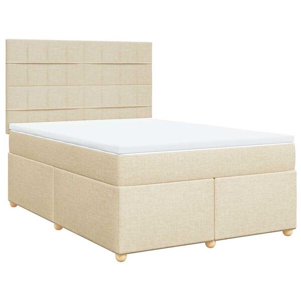 vidaXL Cama box spring con colch&oacute;n tela color crema 140x190 cm
