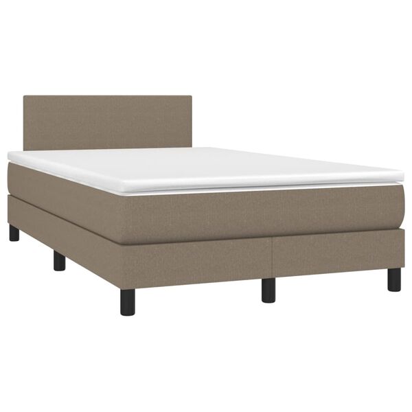 vidaXL Cama box spring con colch&oacute;n tela gris taupe 120x200 cm