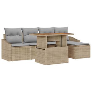 vidaXL Conjunto de Comedor de Jard&iacute;n con coj&iacute;n 6 pcs Beige y gris