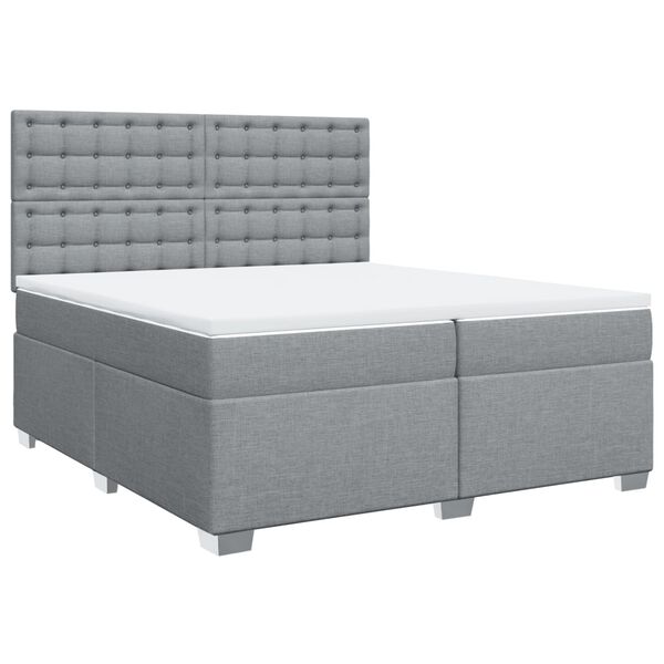 vidaXL Cama box spring con colch&oacute;n tela gris claro 200x200 cm