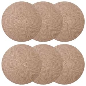 vidaXL Manteles de yute 6 pcs Natural &Oslash; 30 cm 100% Yute Tossa