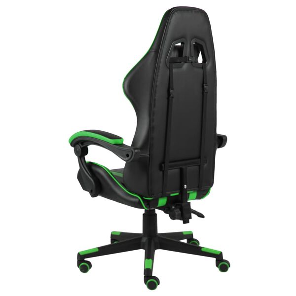 vidaXL Silla gaming de cuero sintético negro y verde