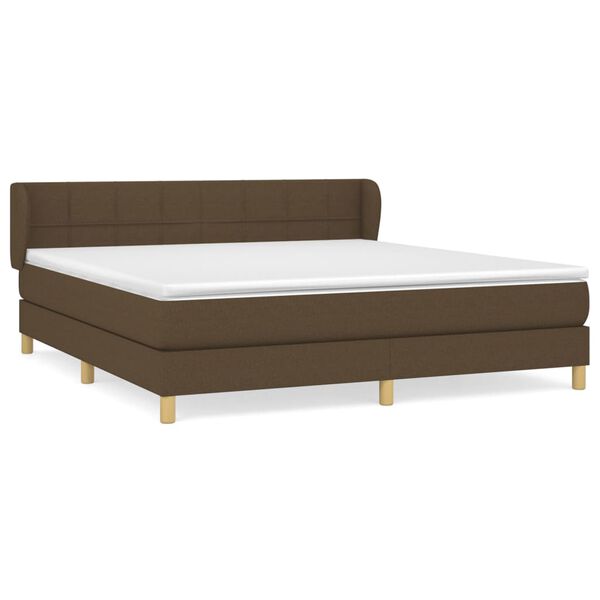 vidaXL Cama box spring con colch&oacute;n tela marr&oacute;n oscuro 160x200 cm