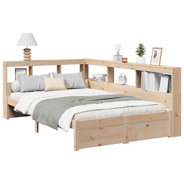 vidaXL Cama con estantería sin colchón madera maciza de pino 120x200cm